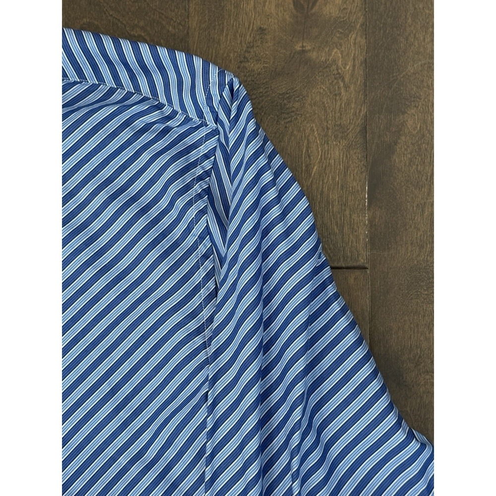 Tommy Hilfiger Button Down Shirt Mens Size Medium Blue Striped 100s 2 Ply-Fabric - Picture 4 of 8